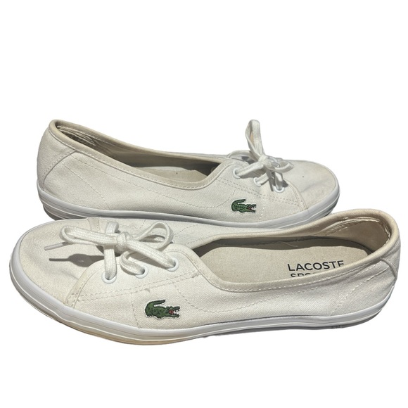 ORIGINAL Lacoste ZIANE CHUNKY white canvas sneakers Size 8 US - Picture 4 of 4